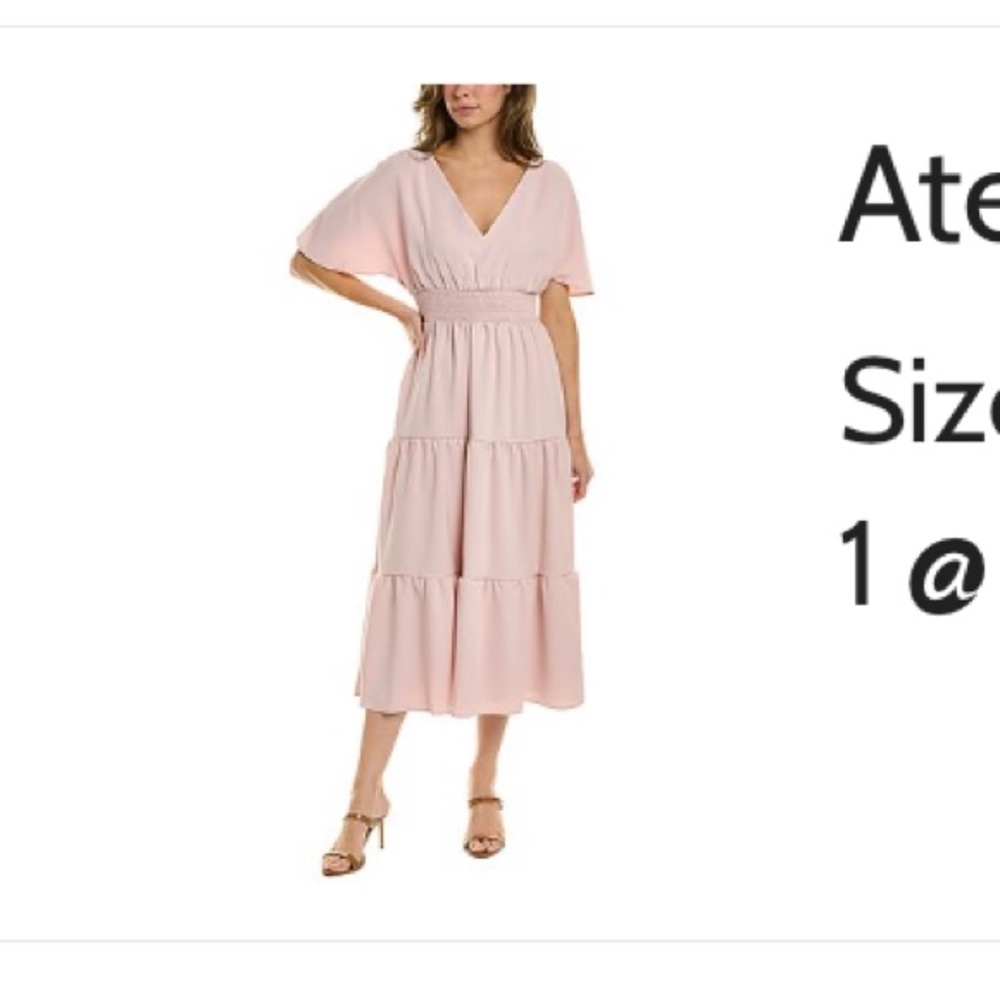 NWT atelier sona tie back midi dress  size L pastel pink womens dress